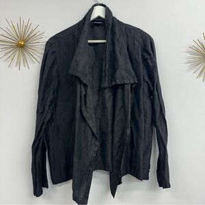 Klok Black Linen Waterfall Jacket